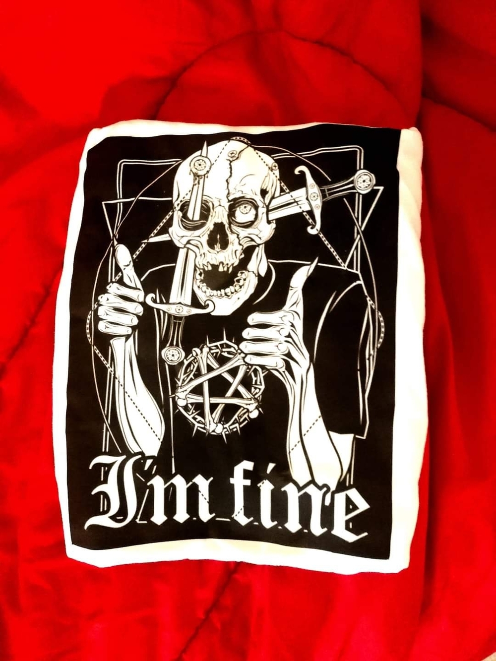 Men's Short Sleeve Graphic Tee - Black & White Skull Design